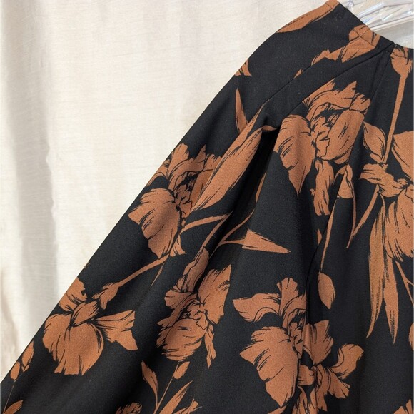 Halogen Womens Size XL Black Brown Floral Knit Top Career Whimsygoth Boho Autumn - Picture 13 of 15